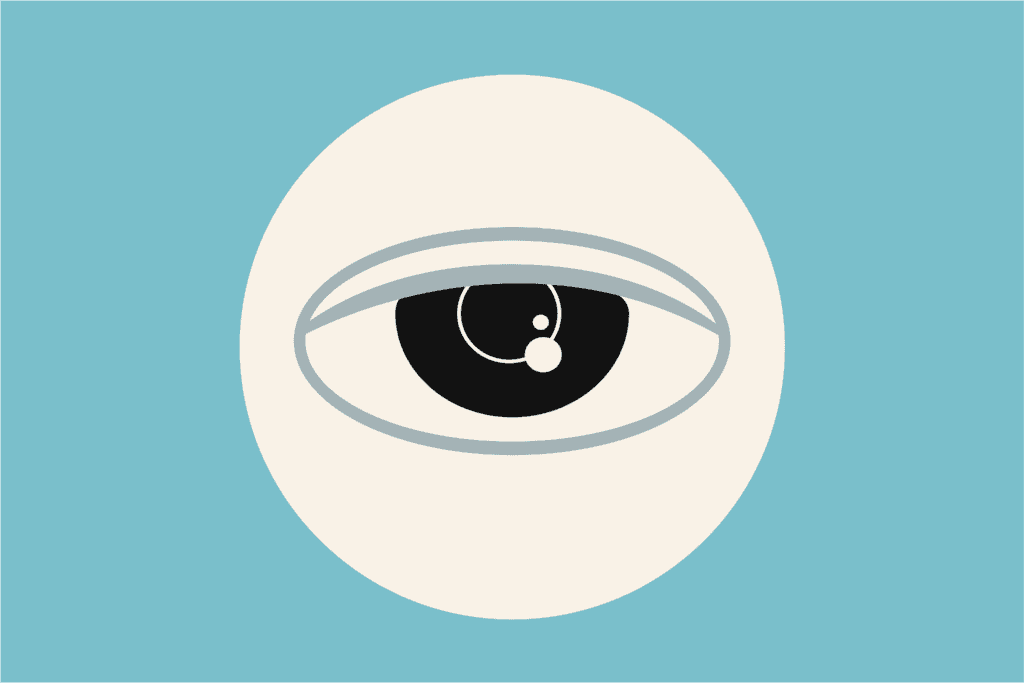 Illustration of an eye watching closely because business impact, sustainability and ESG matter
