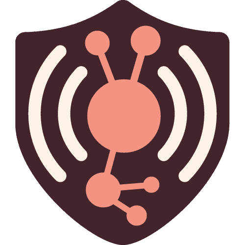 Illustration of a badge with image of secure RF mesh network