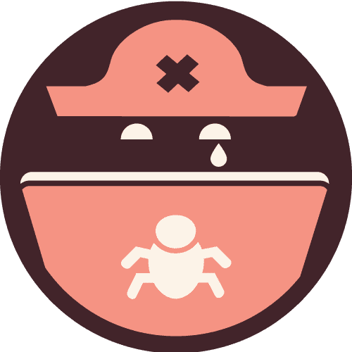 Illustration of a sad pirate, representing how network security can prevent attacks and ransomware