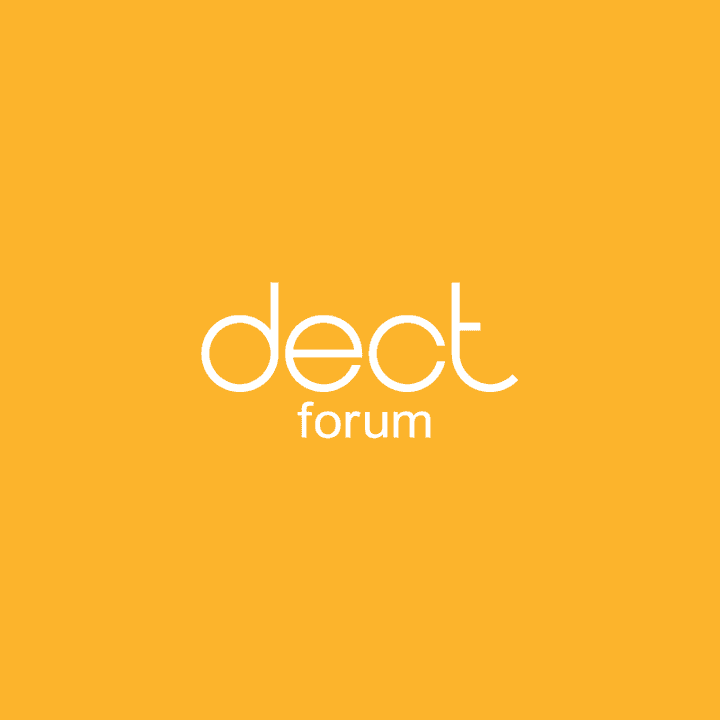 Image with DECT Forum logo on yellow background