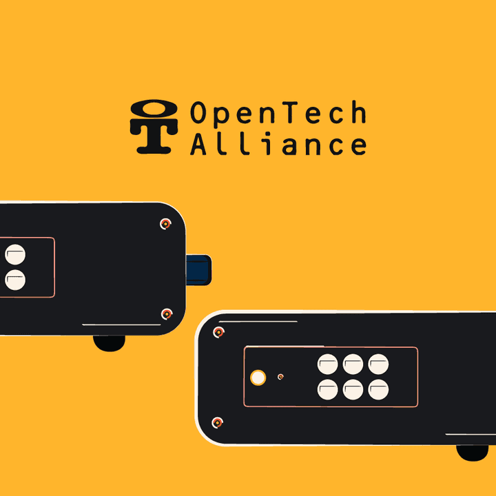 Illustration of commercial smart locks with OpenTech Alliance logo