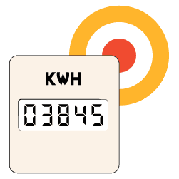 Illustration of a smart meter reading and a colorful swirl