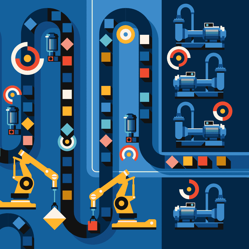 illustration of a smart manufacturing and predictive maintenance IIoT