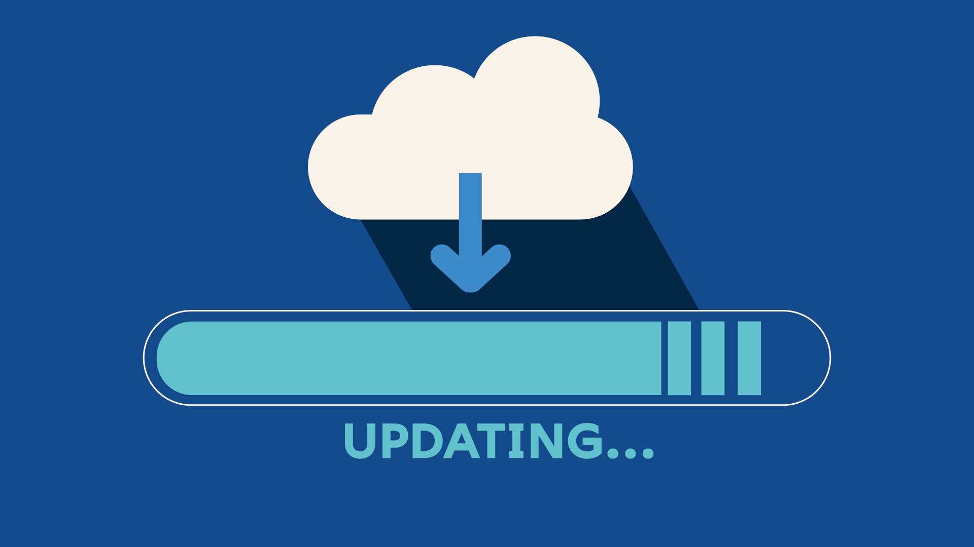 An illustration showing a white cloud and a progress bar, describing OTA (over the air) firmware updates for IoT devices