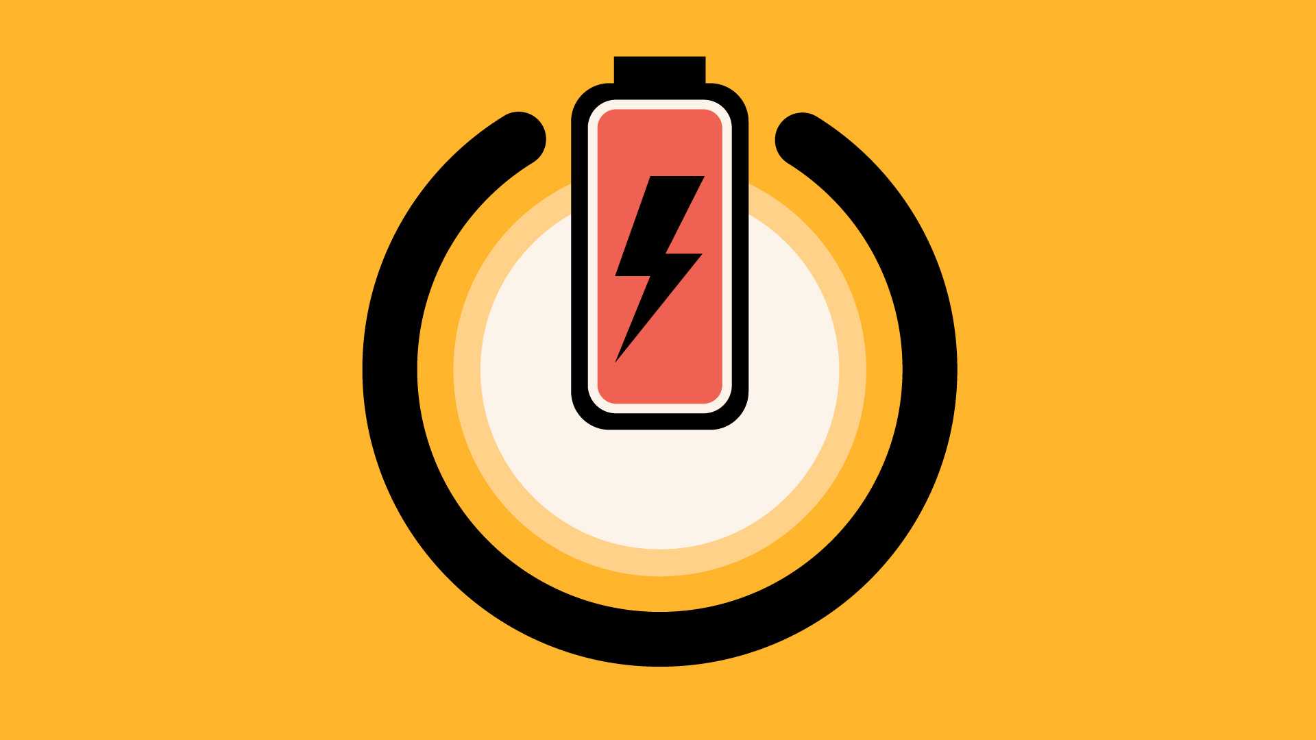 illustration of a power button containing a battery