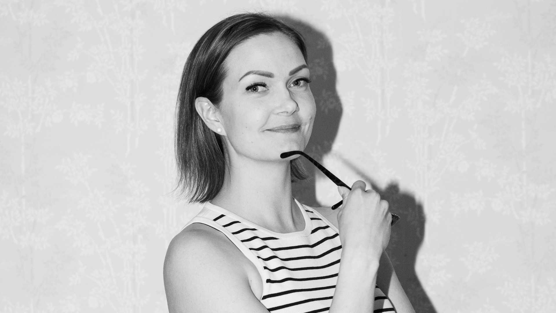 Black and white image of Tanja Nissinen, the