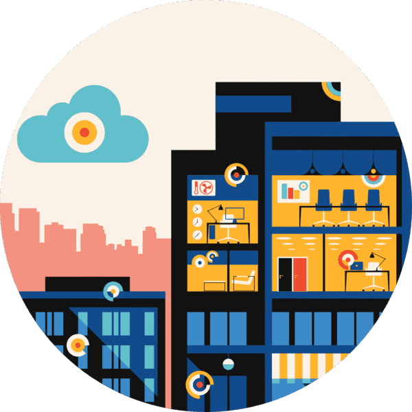 Round Illustration of a smart building