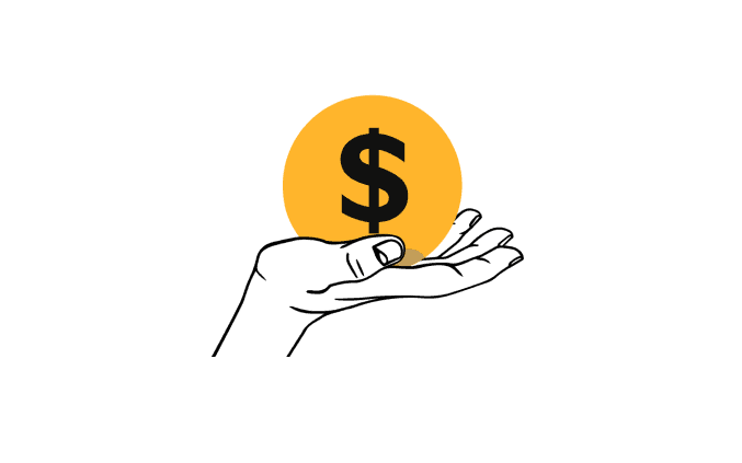 Illustration of a hand holding a dollar, describing Wirepas mesh's affordability